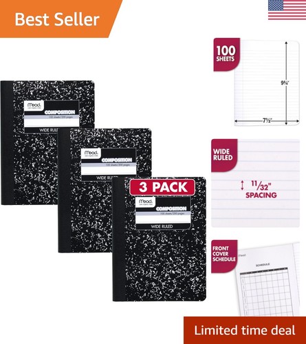 Sewn binding black marble - sewn,